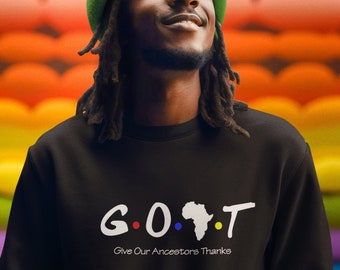 GOAT sweatshirt, Embroidery, Embroidered sweater, Give Thanks, Black Excellence sweater, Blacknificent, Africa, African, Motherland sweater