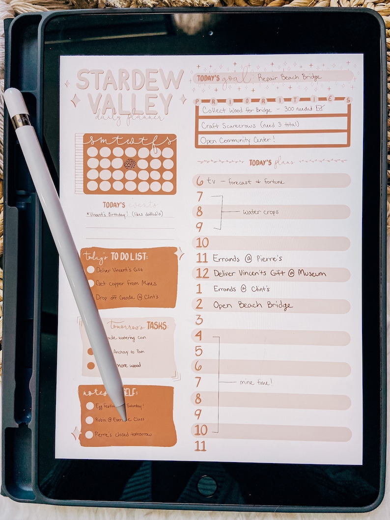 Stardew Valley Daily Task Planner Etsy