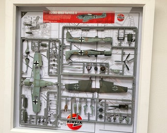 Framed Deconstructed model kit, 1/72 scale Airfix Spitfire, Zero, Me109 plus many more, all made to order.
