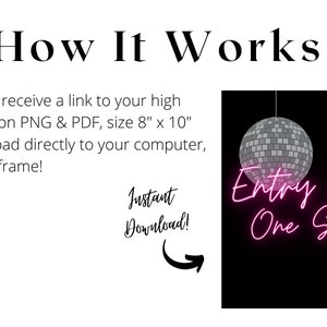 Entry Fee: One Shot Printable Sign - Bachelorette Party Decor - Disco Party Decor - Space Cowgirl Bachelorette - Neon Sign Printable image 2