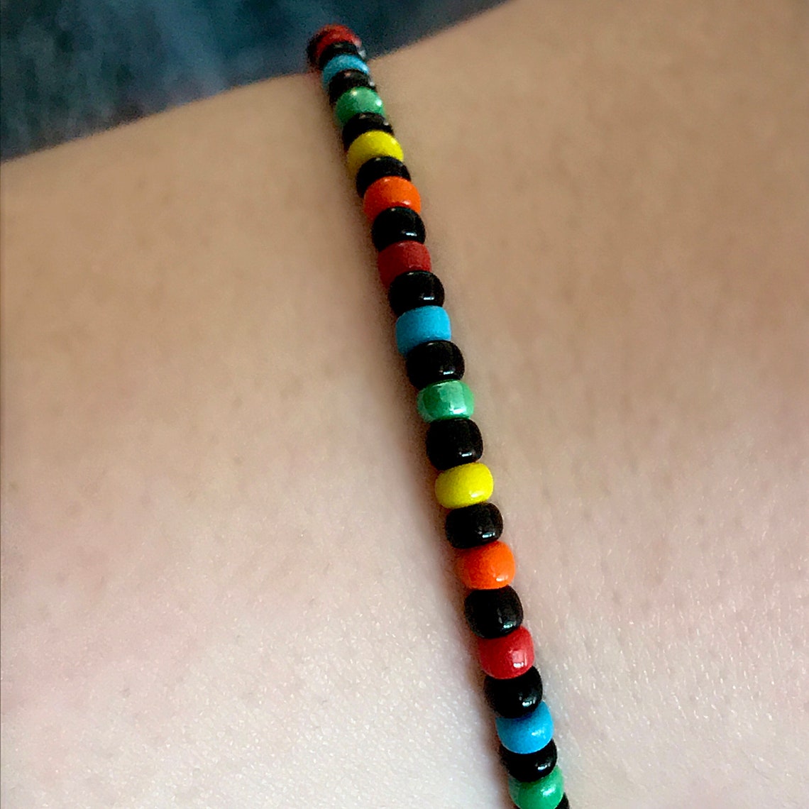 Black rainbow beaded bracelet | Etsy
