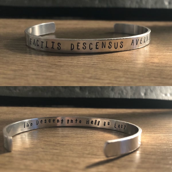 SHADOWHUNTERS // Latin English Quote Translation Double Sided Cuff Bracelets || Hand Stamped