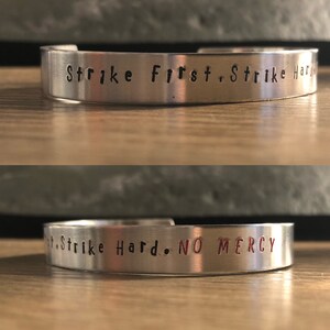 Cobra Kai Quotes Hand Stamped Cuff Bracelets