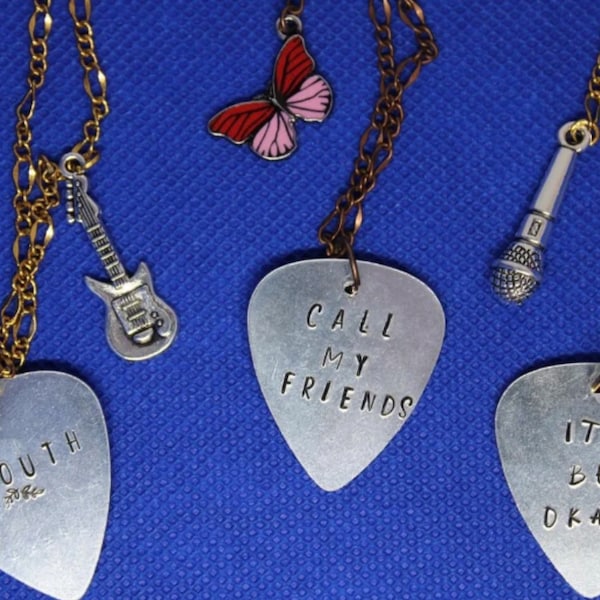 S. Mendes Guitar Pick Charm Necklace// Lyrics// Music Jewelry