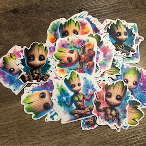 Naklejki Baby Groot Color Splash Matte//Superbohaterowie//Jestem Groot//wodoodporne