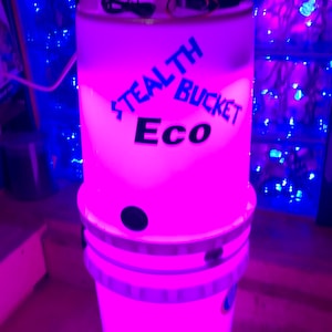 WHITE ECO stealth grow bucket Space Bucket w/LED grow light & Hygrometer now uses only 10 watts!!!