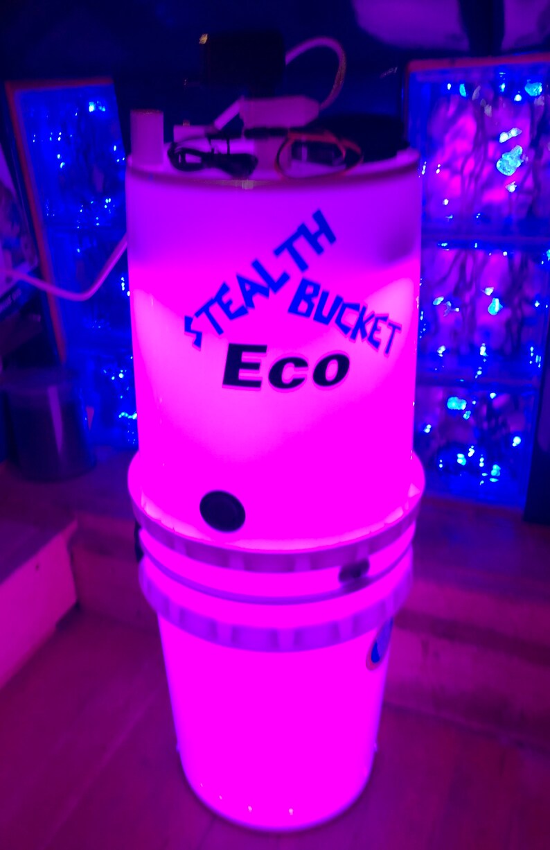 WHITE ECO Stealth Grow Bucket Space Bucket W/led Grow Light & Hygrometer Now Uses Only 10 Watts