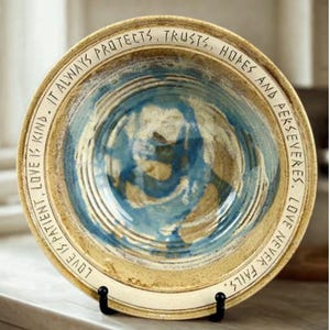 Love is Patient • Handmade Pottery Bowl • Religious Wedding Gift