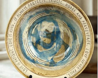 Love is Patient • Handmade Pottery Bowl • Religious Wedding Gift