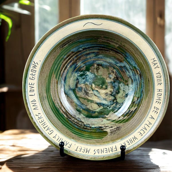 Handmade Pottery Bowl: Home Sweet Home Gift, Friends & Family
