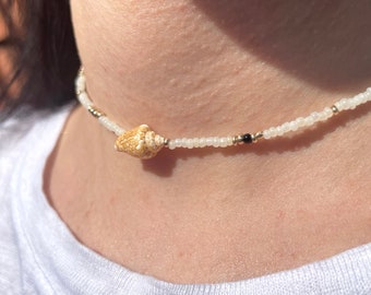 Necklace "Sea tale", chocker, pearl necklace with shell.