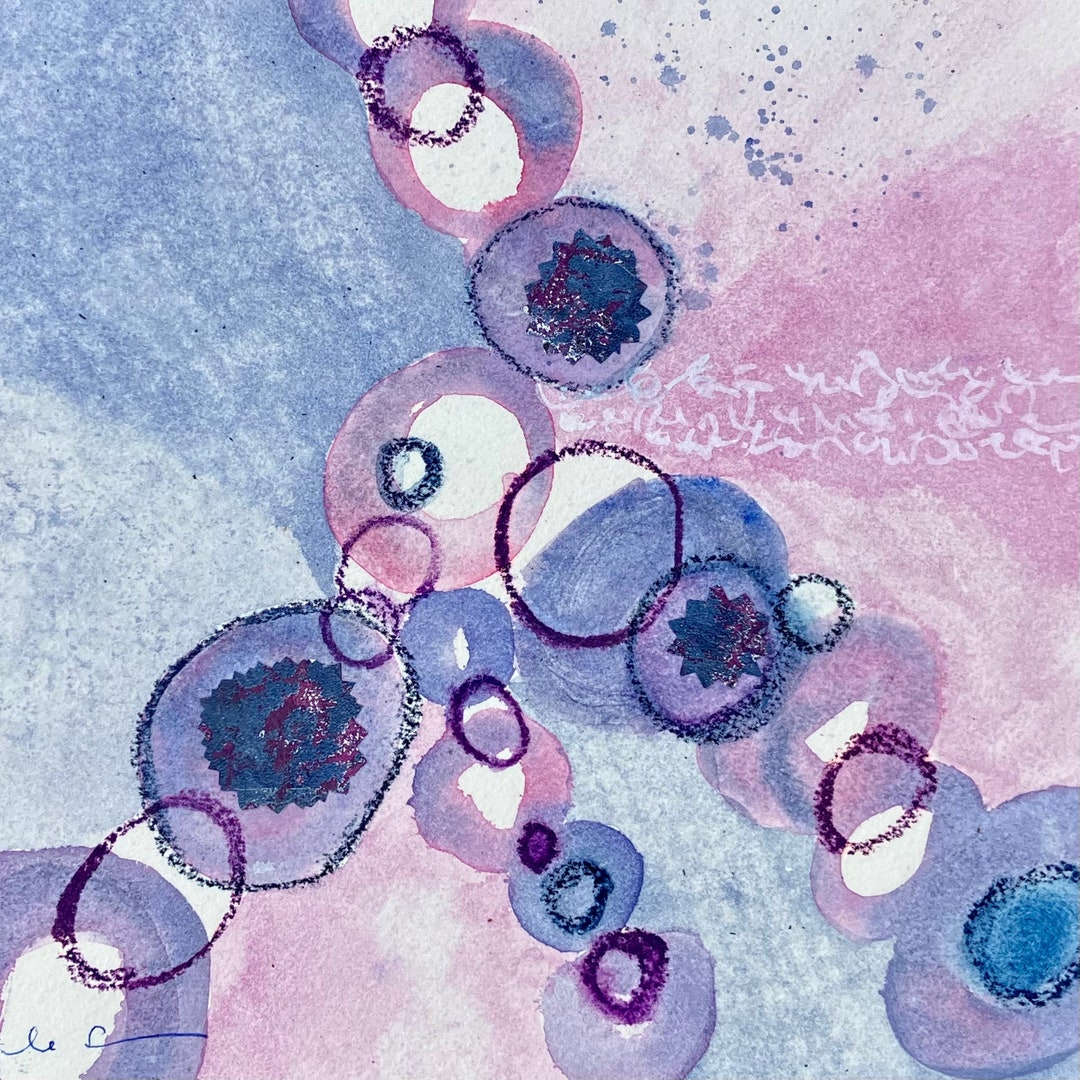 Original Abstract Watercolor Modern Art Blue Artwork Art Etsy