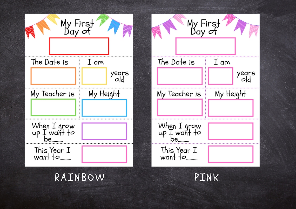 Blank Printable My First Day Of School Sign Instant Download Etsy