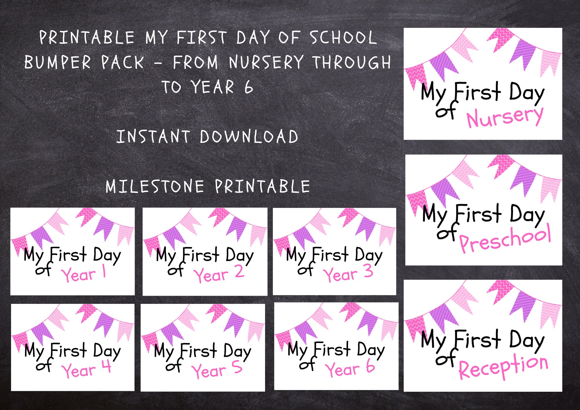 Printable My First Day of School Bundle From Nursery through | Etsy