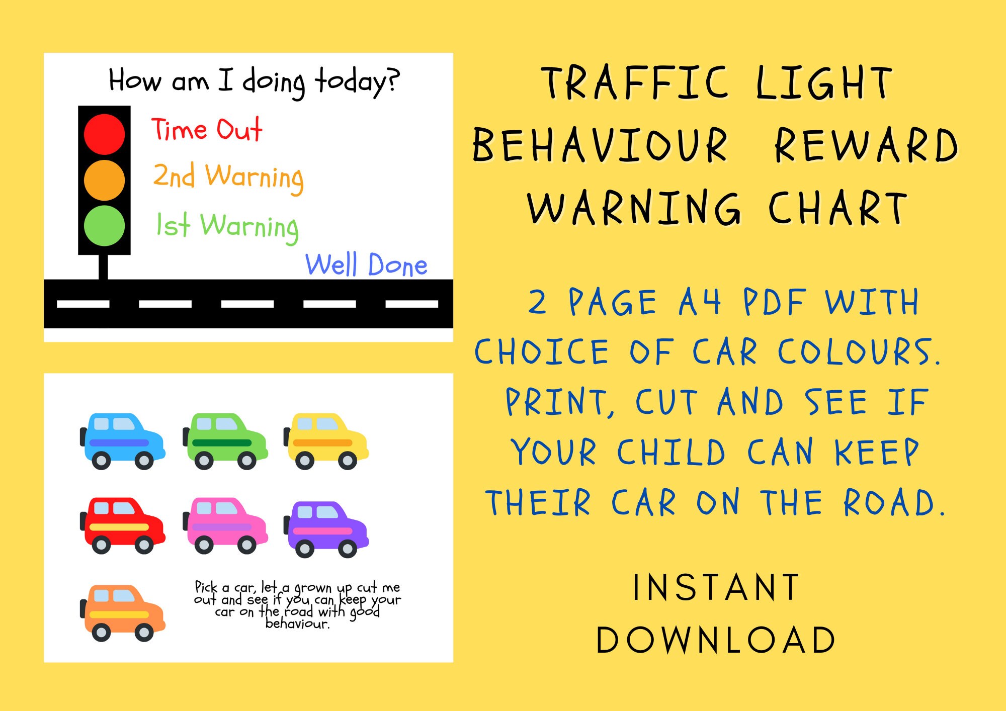 Traffic Light Behaviour Reward Warning Chart Instant Download Etsy
