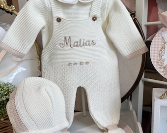 Conjunto personalizado de 2 piezas para bebé: conjunto para llevar al hospital con gorro, regalo personalizado para baby shower para niño. Conjunto personalizado para bebé.