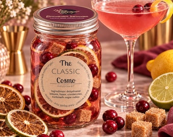 Classic Cosmo Cocktail Infusion Kit | DIY Cosmopolitan Kit | Vodka or Gin Gift | Mocktail Kit | Girls Night & Hostess Gift