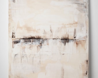 Beige Abstract Painting: Original Acrylic Canvas Wall Art (60x80 cm)