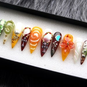 3D Lily Press On Nails: Y2K Glam Fairy Nail Art