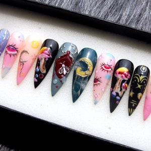Handmade Dreamscape Press On Nails: Y2K 3D Gel Nail Set