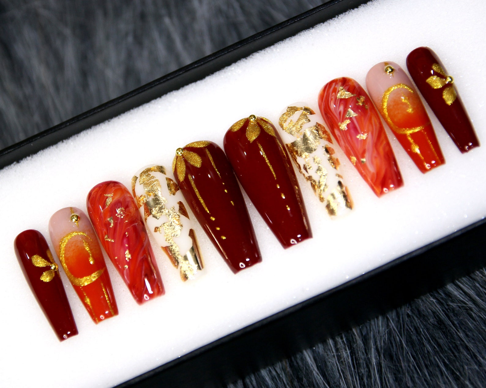 Sunset Ombre Press on Nails Ruby Luxury Nails Elegant Fake