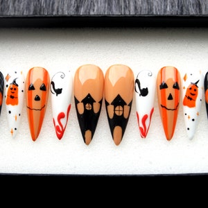 It A Classic Fake Nails | Halloween Special Press On Nails Stiletto | Hand-made Glue On Nails | Luxury Fake Nails | False Nails HA6