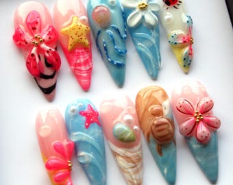 adeline’s press ons ADELINE | Reusable Press on Nails | Hand Painted Salon
