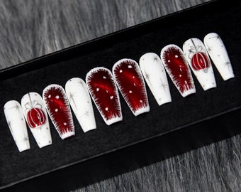 First Snow Glue On Nails | Ruby Press On Nails | White Christmas Gift Idea K88