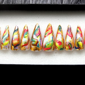 Greatest Illusion Press On Nails: Handmade Coffin False Nails