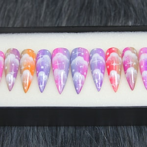 Cloud Nine Press On Nails: Crystal Gel Acrylic, Elegant Summer Fake Nails