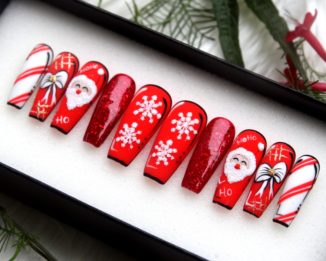 My Sweet Christmas Press on Nails Christmas Gift Glue on - Etsy