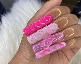 Glitter French Nails Etsy Glitter French Nails Etsy