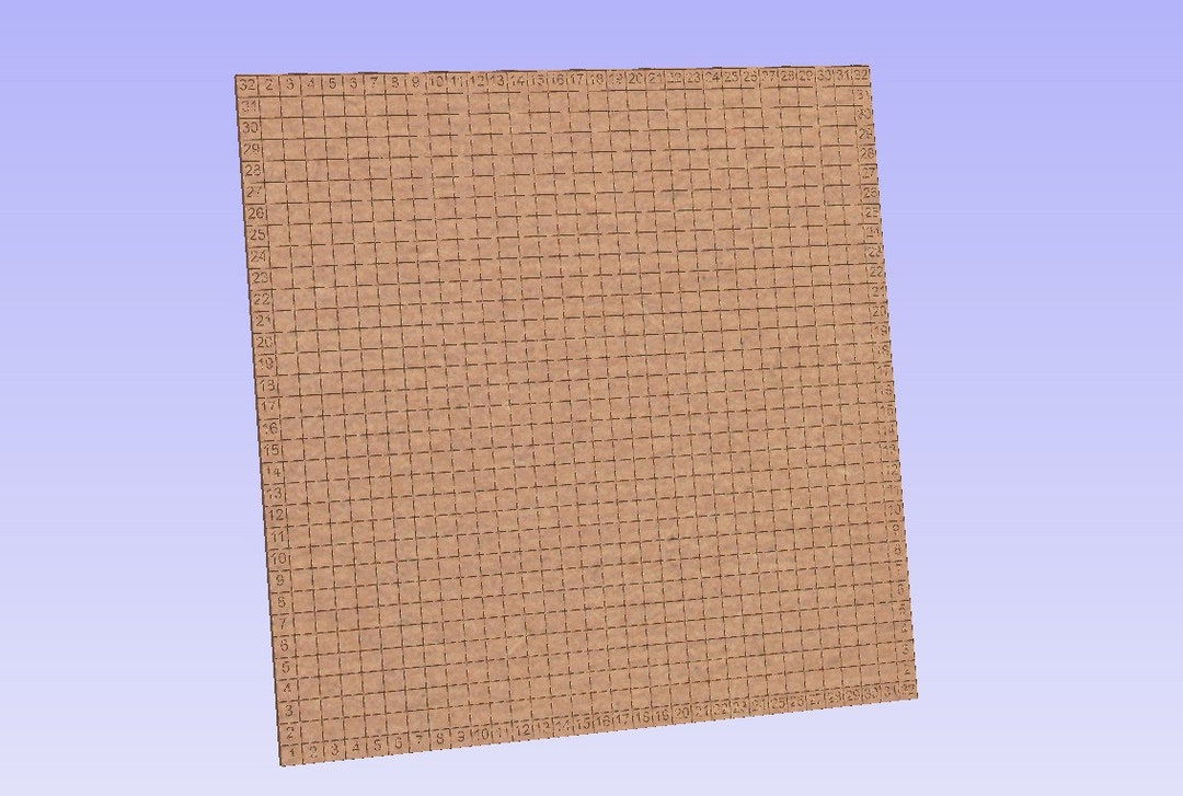 32 Inch SVG Wasteboard Grid With Numbers and Flattening/plaining Files