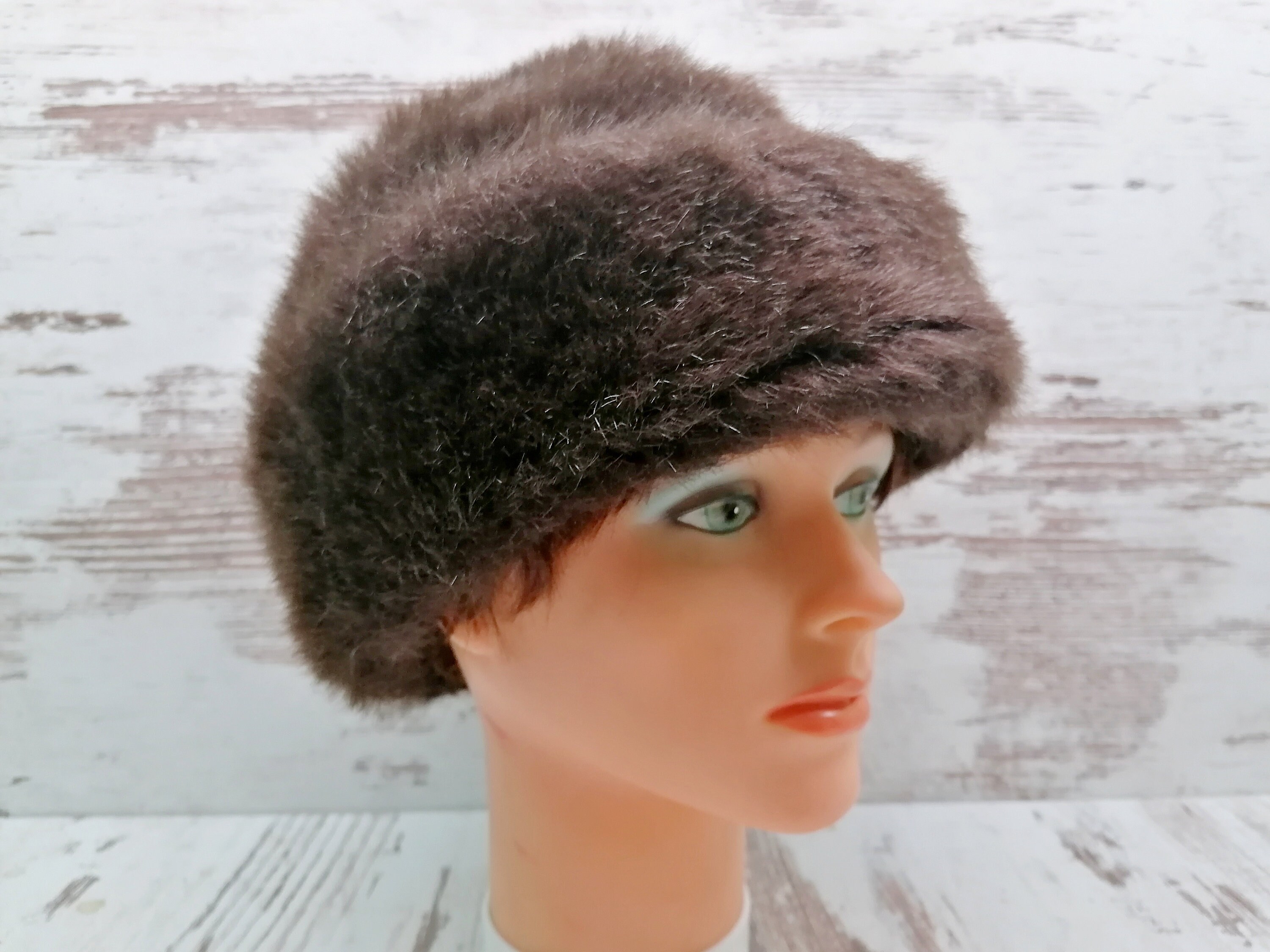 Vintage Brown Fur Hat 70s Russian Hat 