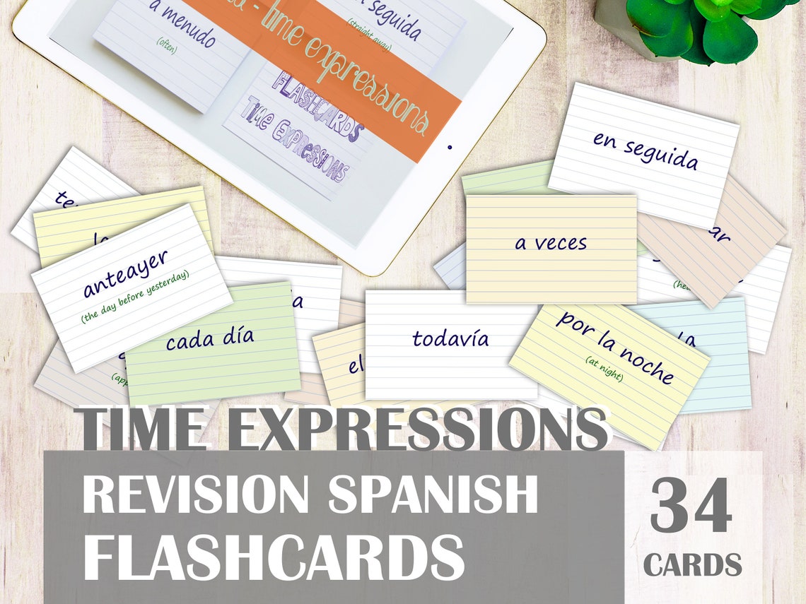 Time Expressions Spanish Revision Flashcards Printable Etsy España