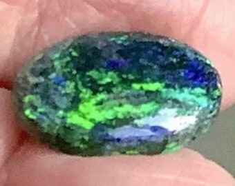 Natural Australian Andamooka Matrix Opal Natural Eye-Popping Bright Electric Colors. STUNNING!  The Look of Black Opal at Fraction of Cost!