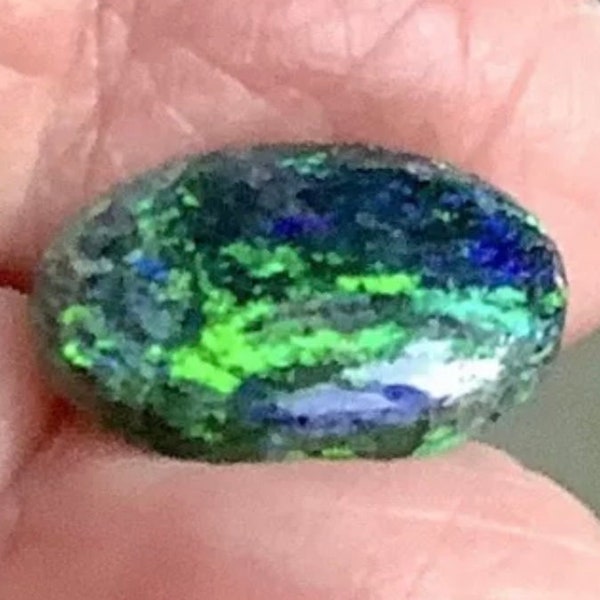 Natural Australian Andamooka Matrix Opal Natural Eye-Popping Bright Electric Colors. STUNNING!  The Look of Black Opal at Fraction of Cost!