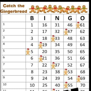 Catch The Gingerbread Printable Bingo