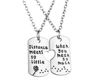 Distance Means so Little Quote Long Distance Friends Gift Set for 2 Matching Friendship Gifts Gift for Best Friend Birthday Etsy