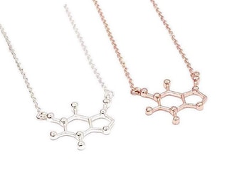 Caffeine Necklace Rose Gold, Molecular Jewelry, Coffee Lover Gift, Mom Friend Gift, Motherhood Jewelry, Layering Necklace, Sister Christmas