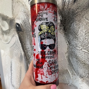 True Crime Blood Drip Tumbler | Horror Lover Gift | Crime Junkie Cup | Red Drip Stainless Steel Tumbler | Creepy Gift