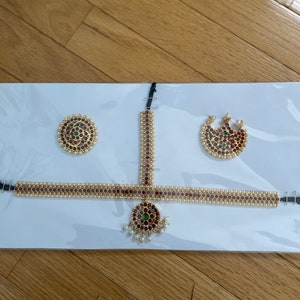 Temple classical dance Barathnatiyam kuchipudi head set Indian kemp jewelry set
