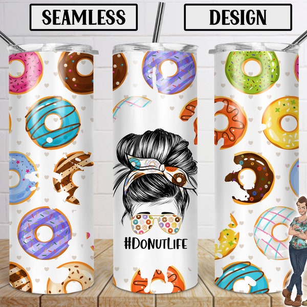 Seamless Donut Life Skinny Tumbler 20oz Design, Donut Tumbler Download, Seamless Donut Design, Tumbler, PNG