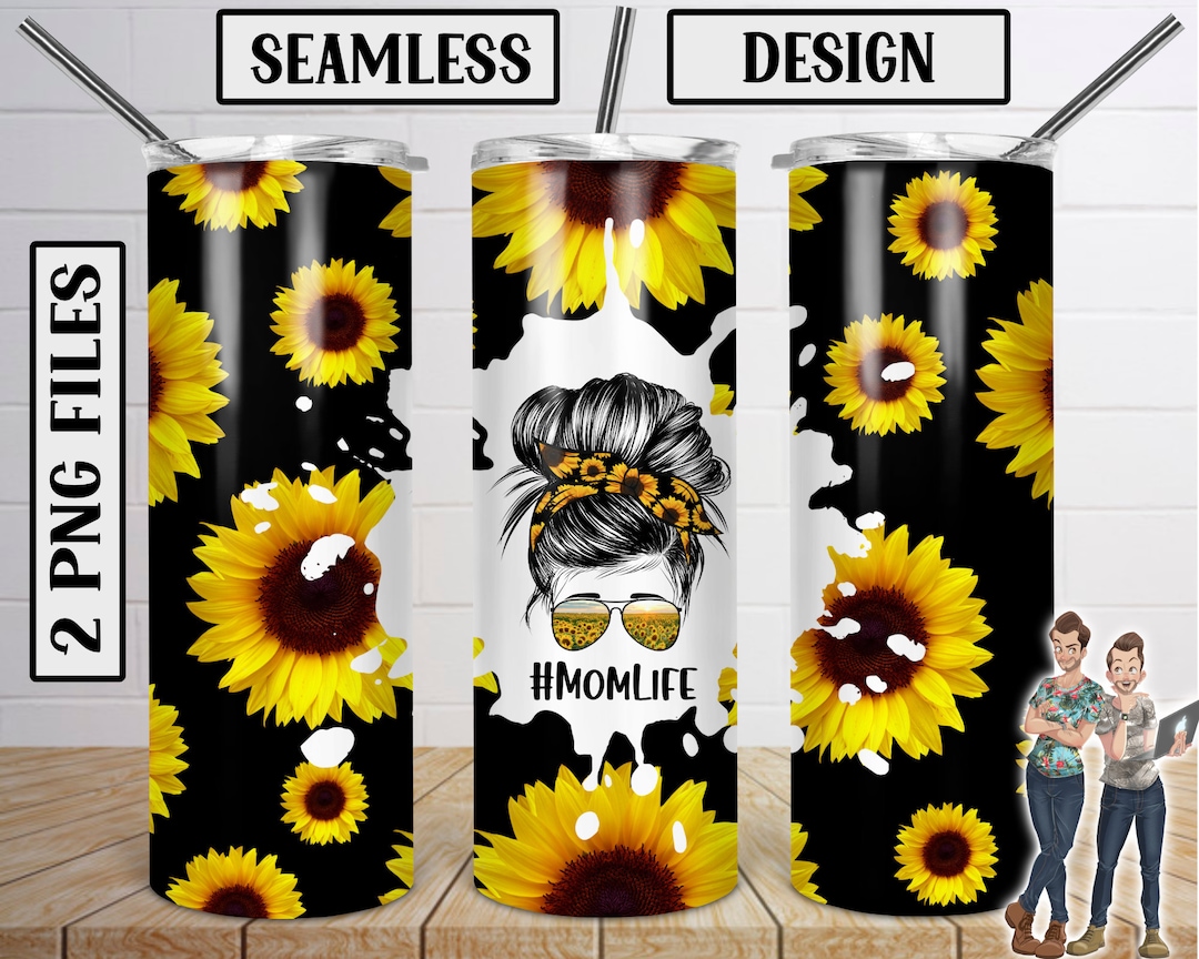 Seamless Mom Life Sunflower Skinny Tumbler 20oz Design, Sunflower ...