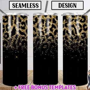 Glitter Gold Leopard 20oz Skinny Tumbler, Sublimation Design Template, Tumbler Straight and Tapered Design Gold Leopard, Digital Download