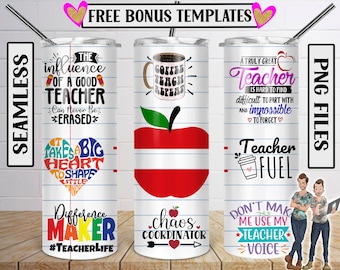 Teacher Tumbler Sublimation Design, 20 oz Skinny Tumbler, Customize Teacher Name, Teacher Fuel, Chaos Coordinator, Teacher Life PNG