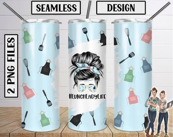 Lunch Lady Life Skinny Tumbler 20oz Design, Lunch Lady Tumbler Download, Seamless Lunch Lady Design, Tumbler, PNG