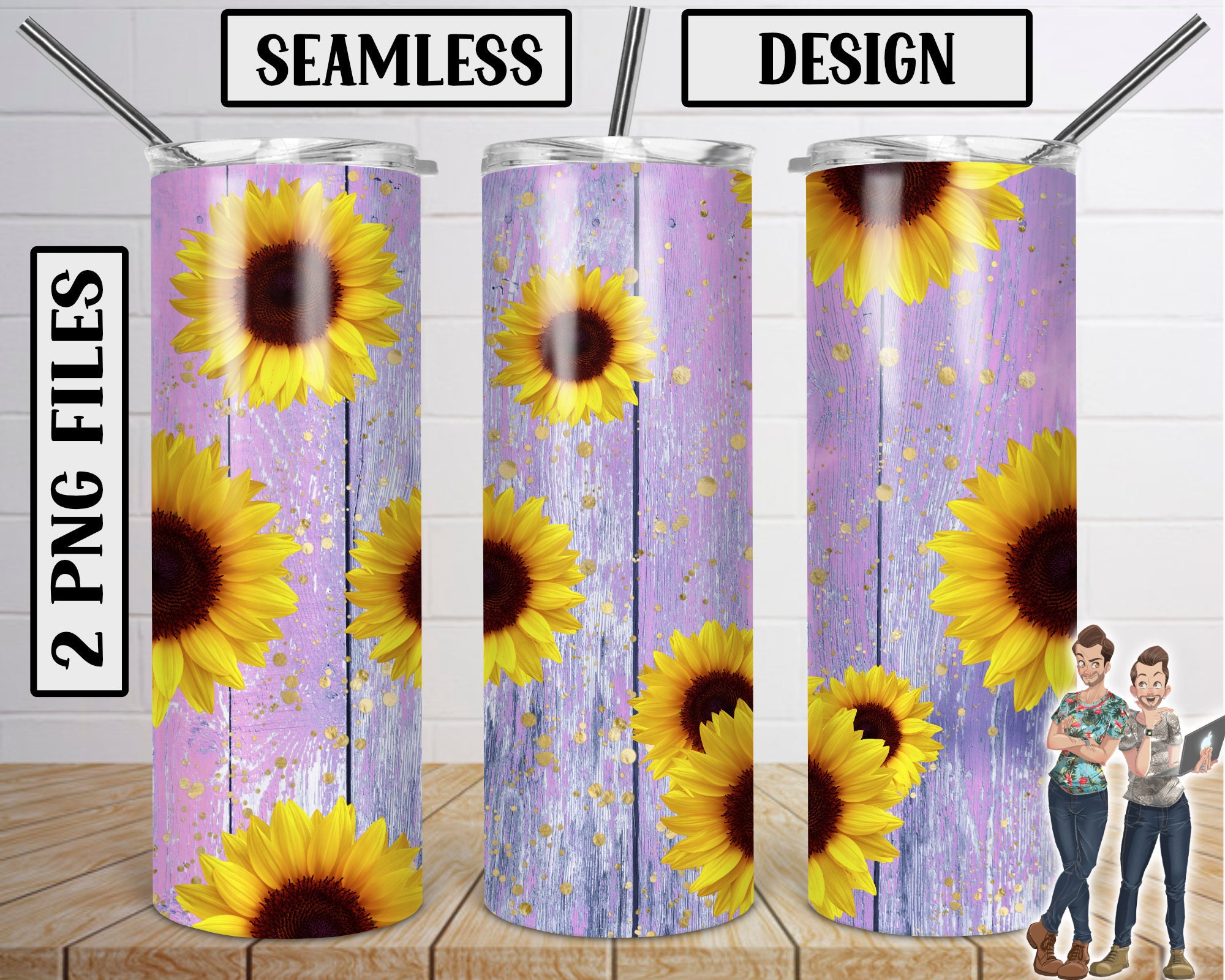 Sunflower Rustic Purple Chic Wood Skinny Tumbler 20oz Design - Etsy