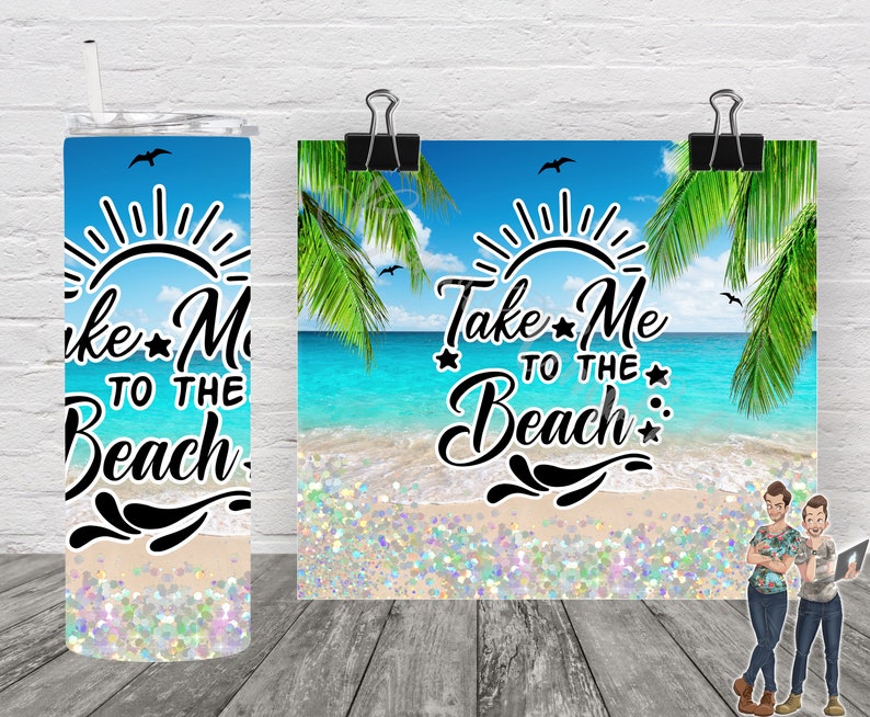 Take me to the beach sublimation tumbler design beach sand etsy