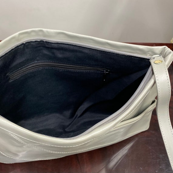 Vintage Large Light Grey Clutch Bag Handbag with … - image 4
